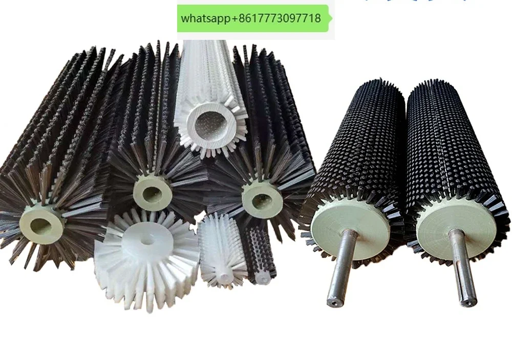 Industrial brush roller aluminum alloy tube brush roller conveyor belt dust removal cleaning steel wire small nylon hollow wheel