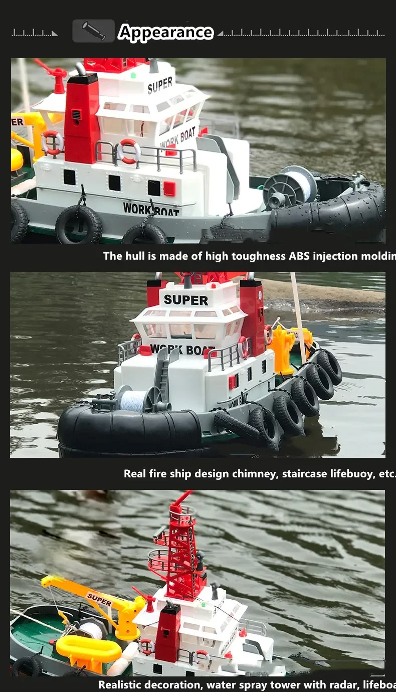 Large Simulation Fire Boat 2.4G 25MINS Endurance Can Spray Water High-Speed Rescue Remote Control Fire Boat Model Gifts