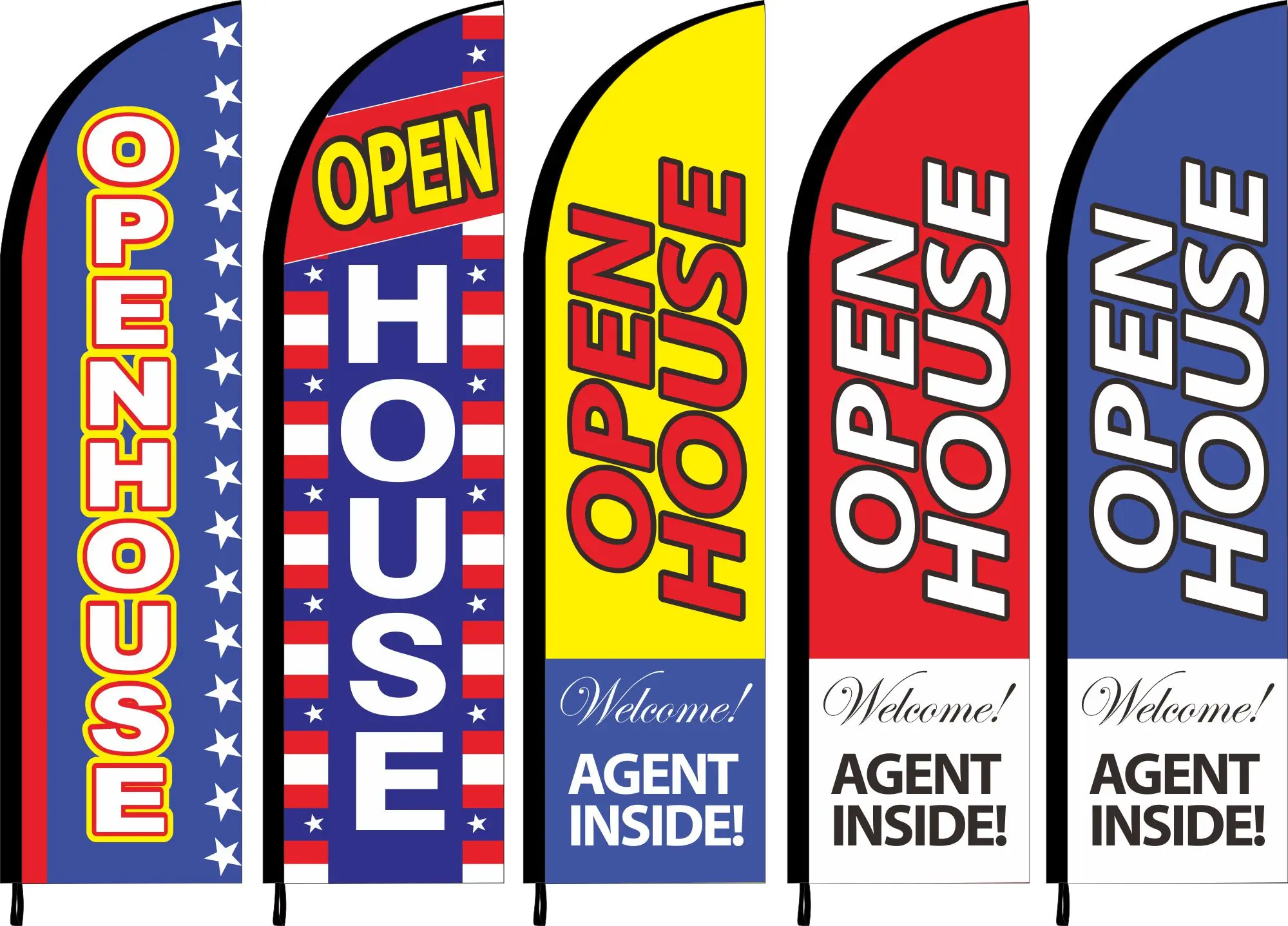 Feather Flag Beach Swoop Blade Knife Banner, Open House OpenHouse Agent Inside, Custom Printing