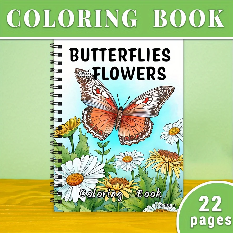 Butterflies & Flowers Coloring Book - 8.3×11.2 Inches, 22 Pages. Vivid Insect - Floral Patterns for Stress Relief. Lovely Gift