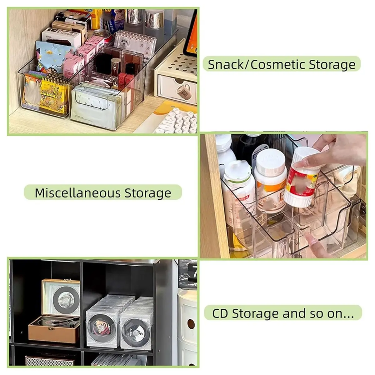 Adjustable Foldable Storage Bins Drawer Organizers Clear Drawer Organizers for Bedroom, Kitchen,