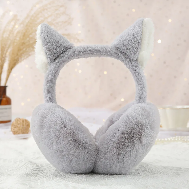 New Cute Elf Plush Ear Warmer Winter Warm Earmuffs for Women Girls Earflap Outdoor Cold Protection Folding Ear-Muffs Ear Cover