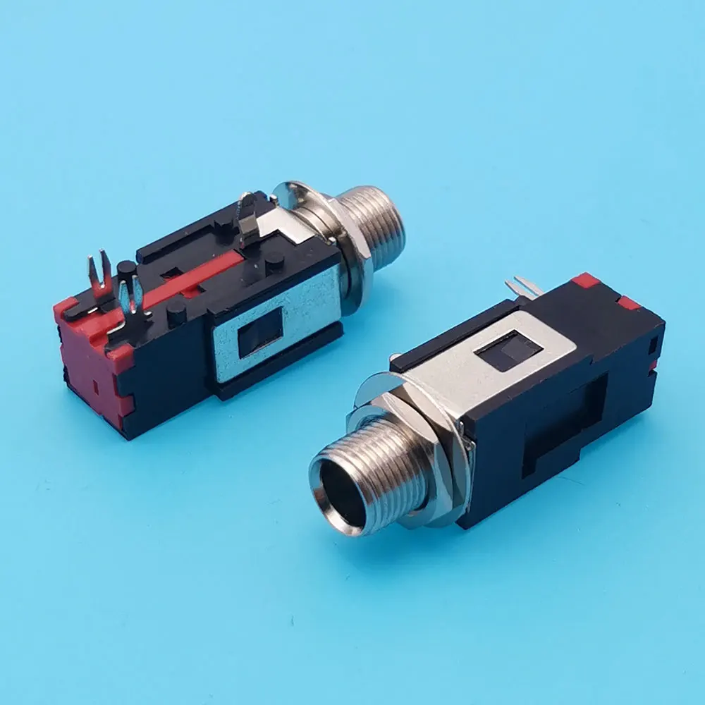 1PCS PJ-602B Right Angle Audio Connector Thread Lock Panel Mount 1/4\