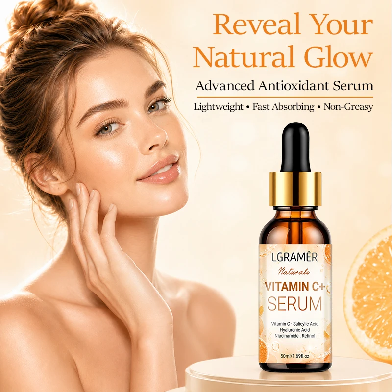 Sérum Facial de Vitamina C e Retinol 30ml/50ml, Essência Hidratante com Ácido Hialurônico, Ilumina e Uniformiza o Tom da Pele, Cuidado Anti-Envelhecim