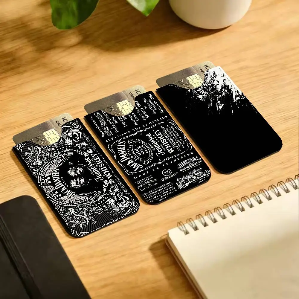 J-Jack D-DanielS Ultra-Thin Mini Leather Card Holder Wallets for Men Women Lightweight Soft Genuine Leather Credit Card