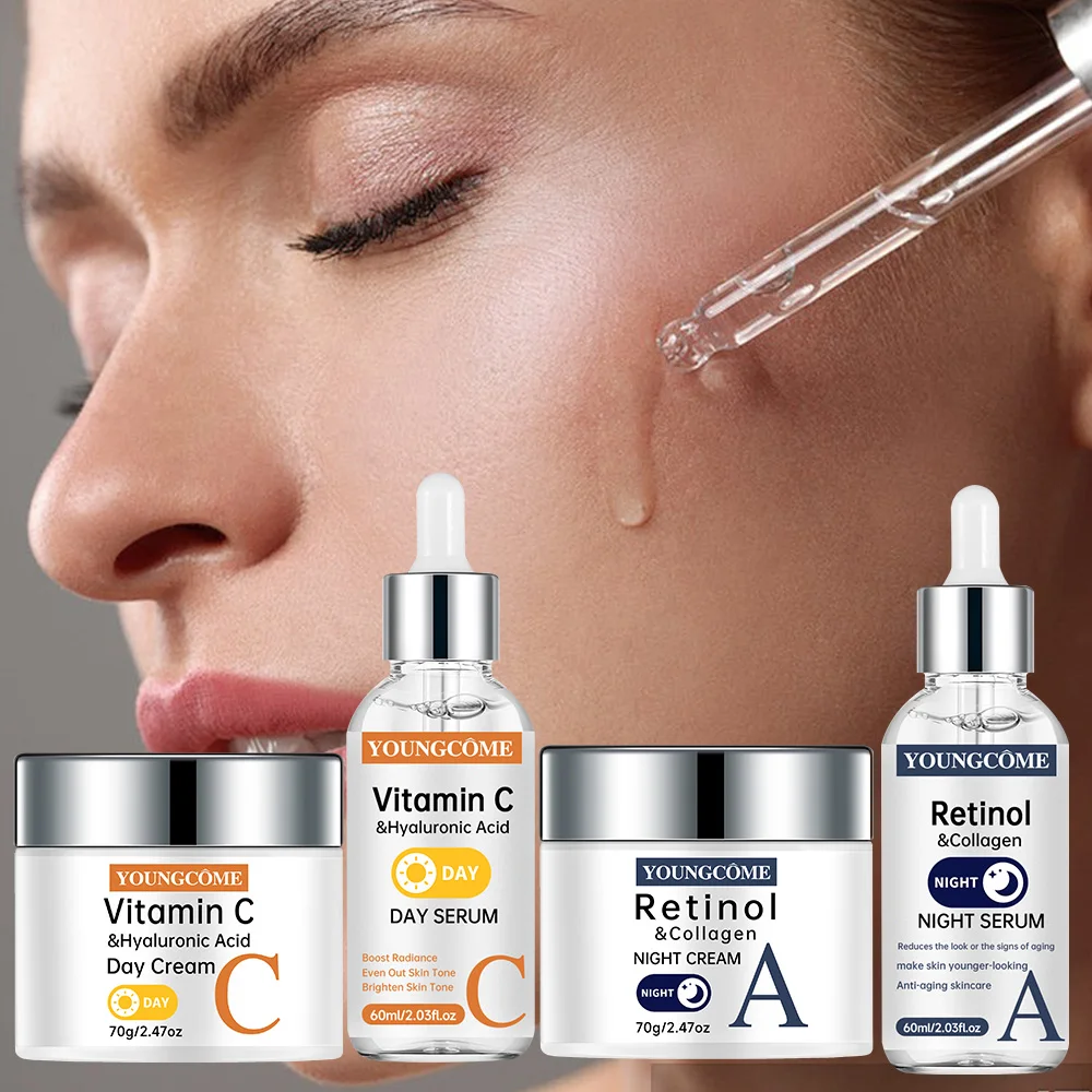 مجموعة كريم تونر للوجه من فيتامين C، كريم وجه ناعم، كريم نهاري مرطب، تقليص المسام، منتجات العناية بالبشرة #2