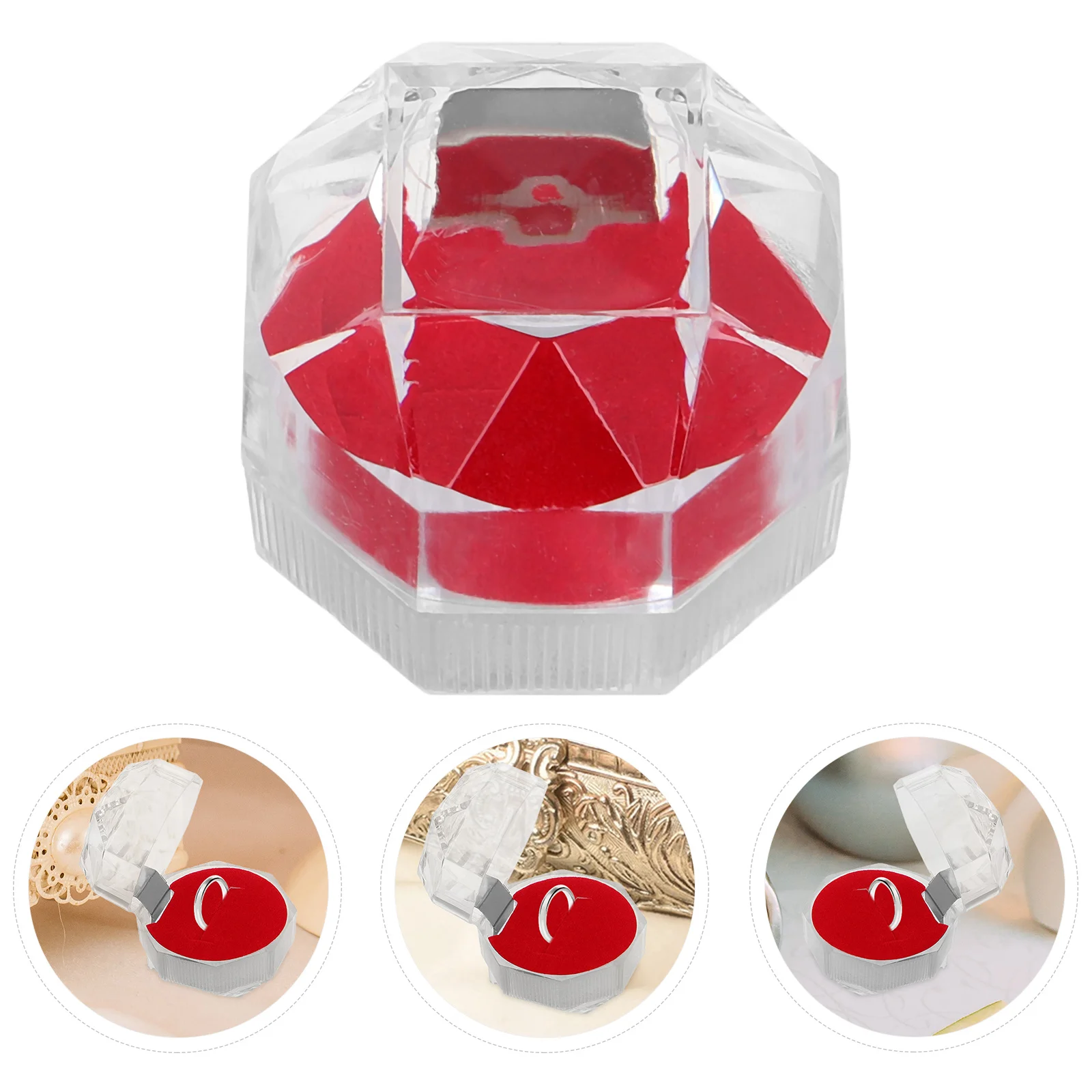 

20Pcs Transparent Ring Jewelry Box Clear Lid Travel Earrings Badge Storage Organizer Small Keepsake Container Proposal Wedding