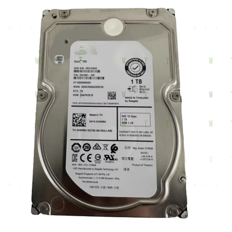 

TTT 0H0R8N For Dell 3.5" SAS Hard Drive 1TB 7200rpm 12Gbps Hard Disk HDD New Sealed
