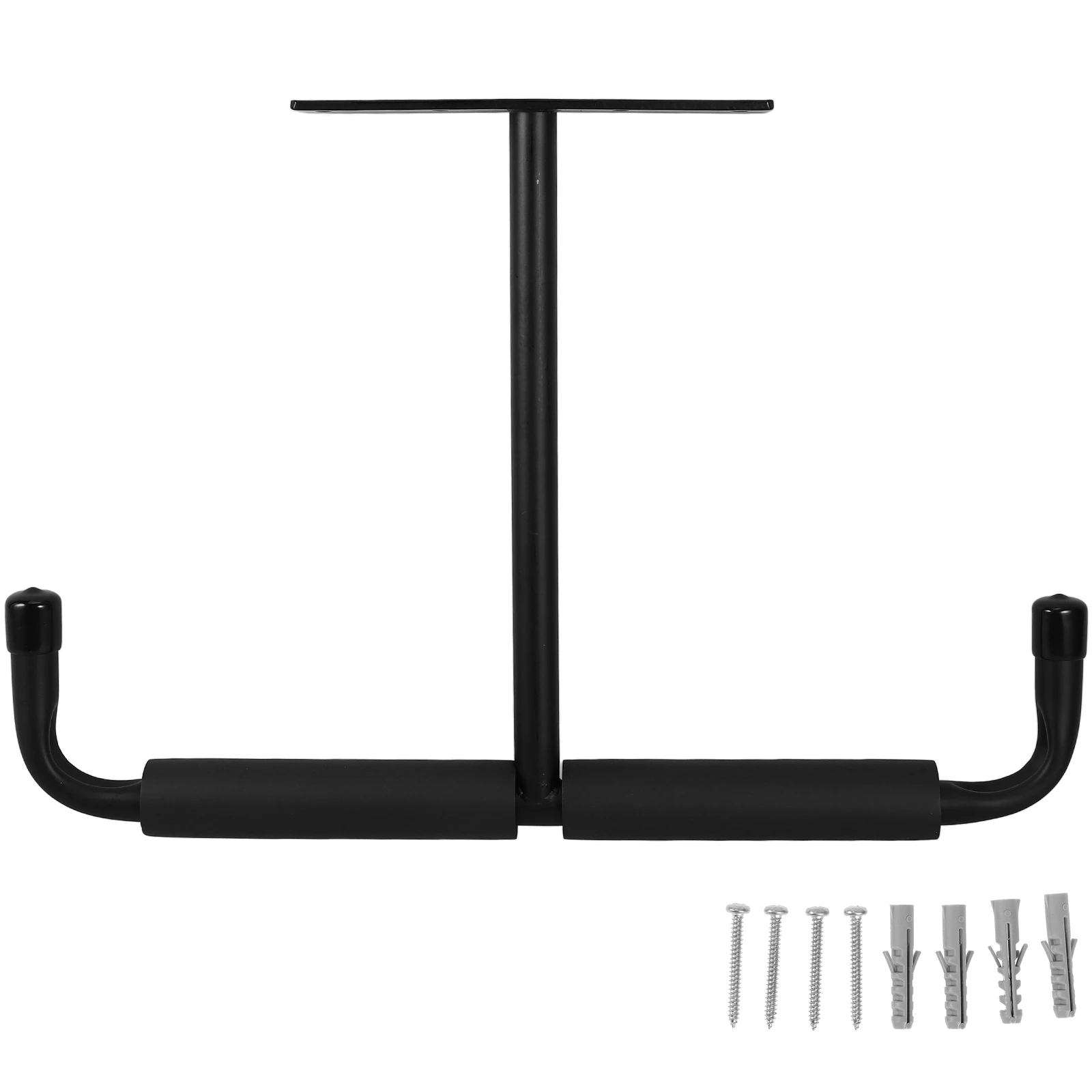 

T-Shaped Bike Rack Ceiling Mount Double Hooks Silver Heavy Duty Iron Garage Storage Fishing Rod Hanger Wall Mounted Organzier
