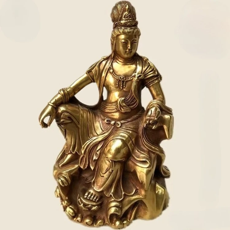 Copper Buddha Statue Shuiyue Guanyin Bodhisattva Home Furnishing Decoration Ornaments