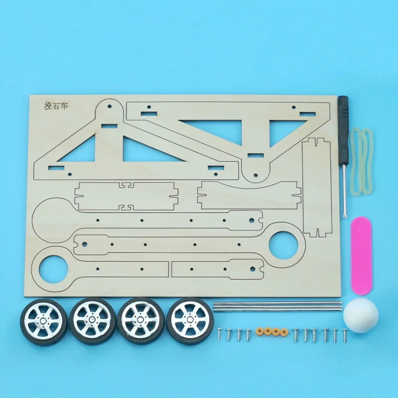 DIY Wooden Catapult Model Kit for Children - Educational Science Trebuchet Assembly Building Blocks Toy Interactive game