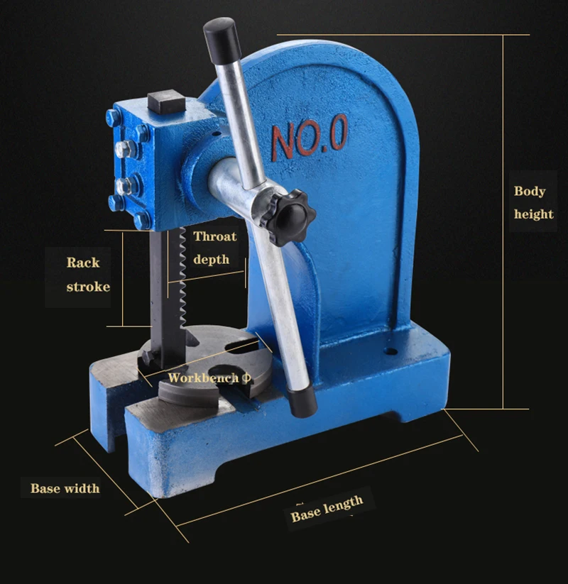 1Ton Hand Press Tool Micro Manual Punch Lift Rack Type Simple Manual Desktop Punching machine