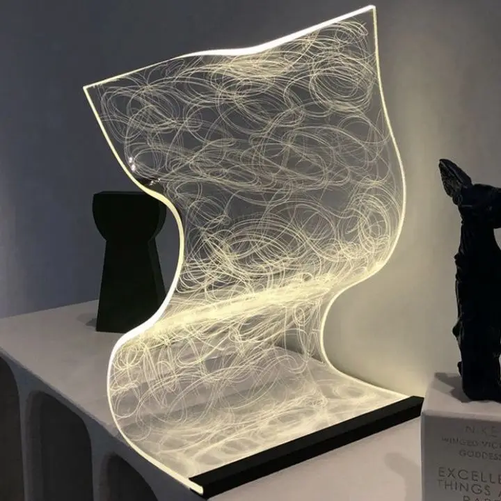 

3D Design Sense of Flowing Water Curved Light Streamer Atmosphere Lamp Holder Warm Bedside