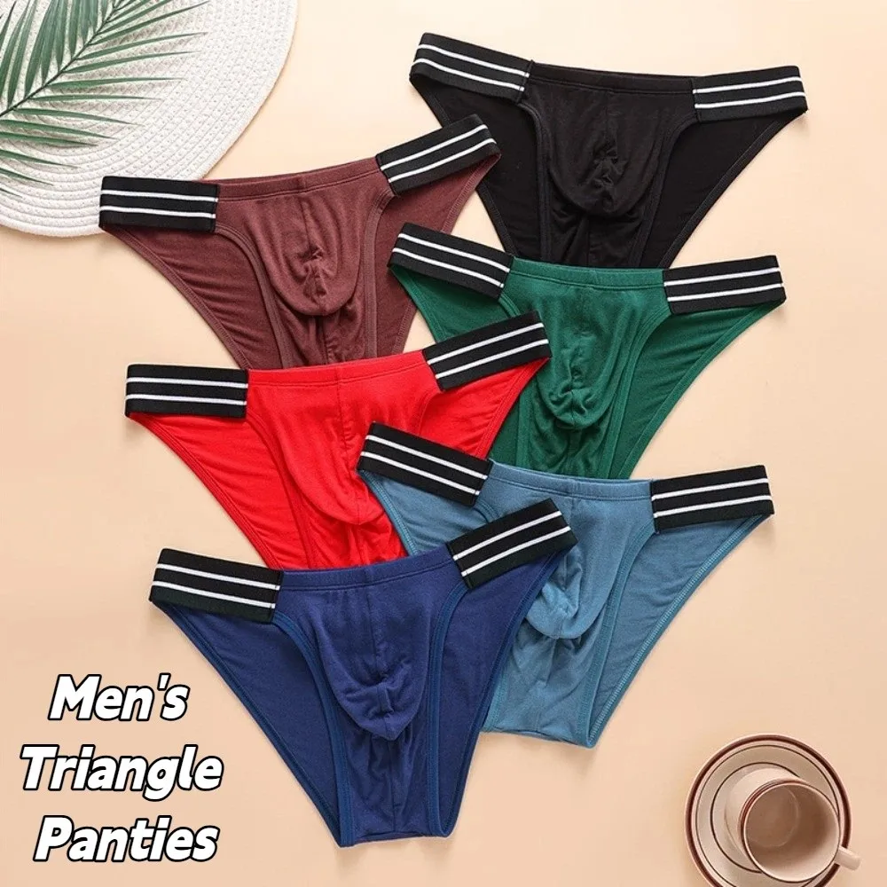 Underpants Lingerie Men's Triangle Panties Stripe Breathable Men Thin Briefs Large Size Mid Waist Underwear for Men Gifts