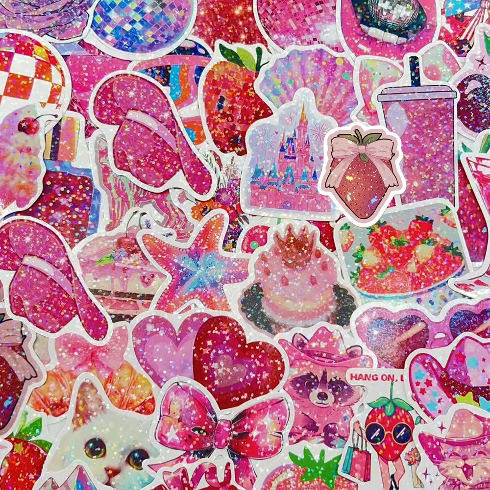 

10/30/50pcs Cute Rose Pink Girl Stickers Ins Style Aesthetic Cartoon Decals DIY Laptop Phone Water Bottle Graffiti Sticker Decor