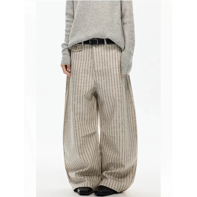 Old Money Striped Suit Pants Women's Vintage Baggy Sweatpants Y2k Wide leg Casual Curved Loose Trousers Fashion Work wear