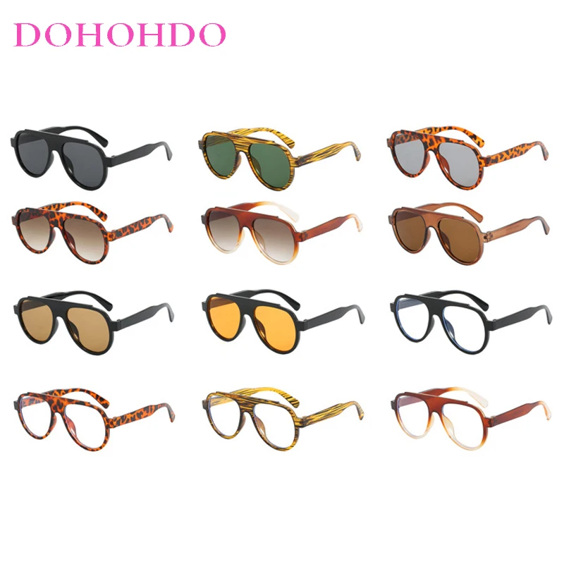 Retro Pilot Sunglasses Women Fashion Shades Men Punk Double Bridge Large Frame Sun Glasses Driving Glasses UV400 Lentes De Sol