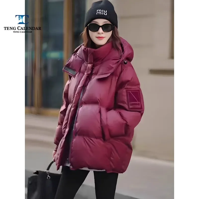 Winter cotton jacket, high-end red New Year\'s outfit, Korean loose thick warm jacket, women\'s 2024 new model