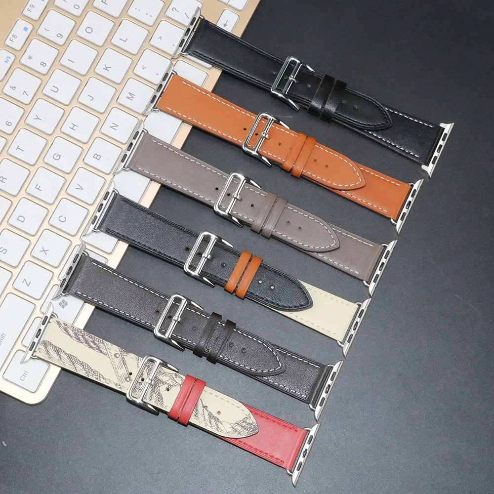 حزام من الجلد لساعة أبل 46 مللي متر 49 45 44 42 41 40 مللي متر جولة واحدة كوريا سوار لسلسلة IWatch Ultra 10 9 7 8 6 SE 5