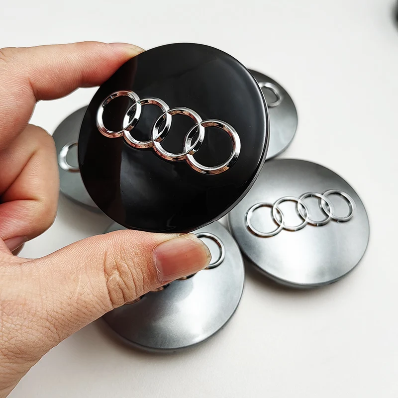 4pcs 68mm Black Grey Car Styling Badge Wheel Center Hub Cap Rim Caps For Audi Emblem 8D0601170 A1 A3 A4 A5 A6 Q7 Accessories