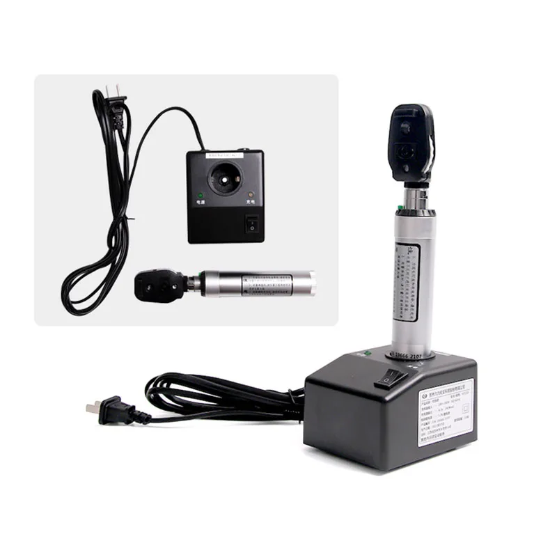 

Ophthalmic Desktop Rechargeable Direct Ophthalmoscope and Retinoscope Combination Set with Aluminium Carry Case Halogen Bulb