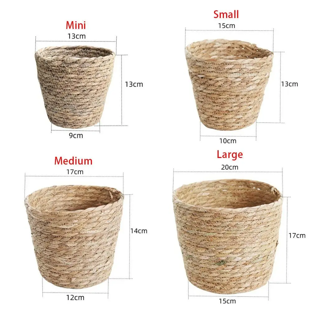 1Pcs Mini/S/M/L Grass Woven Flowerpot For Garden Terraces Small Plant Flower Basket Seedling Containers Planter Basket