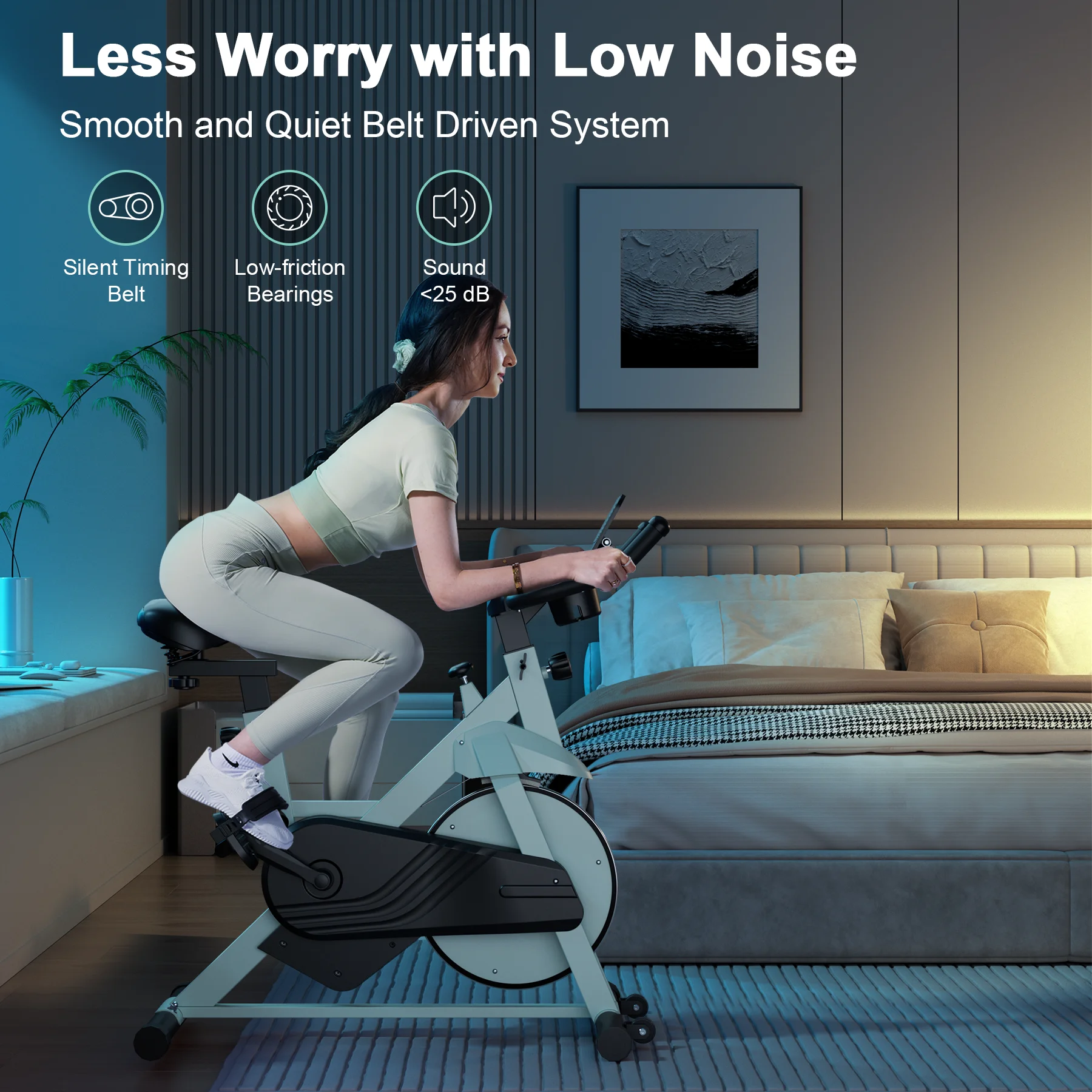 دراجة تمرين Superun، دراجات ثابتة مقاومة مغناطيسية 32 مستوىًا للمنزل، دراجة ركوب الدراجات منخفضة الضوضاء للمنزل