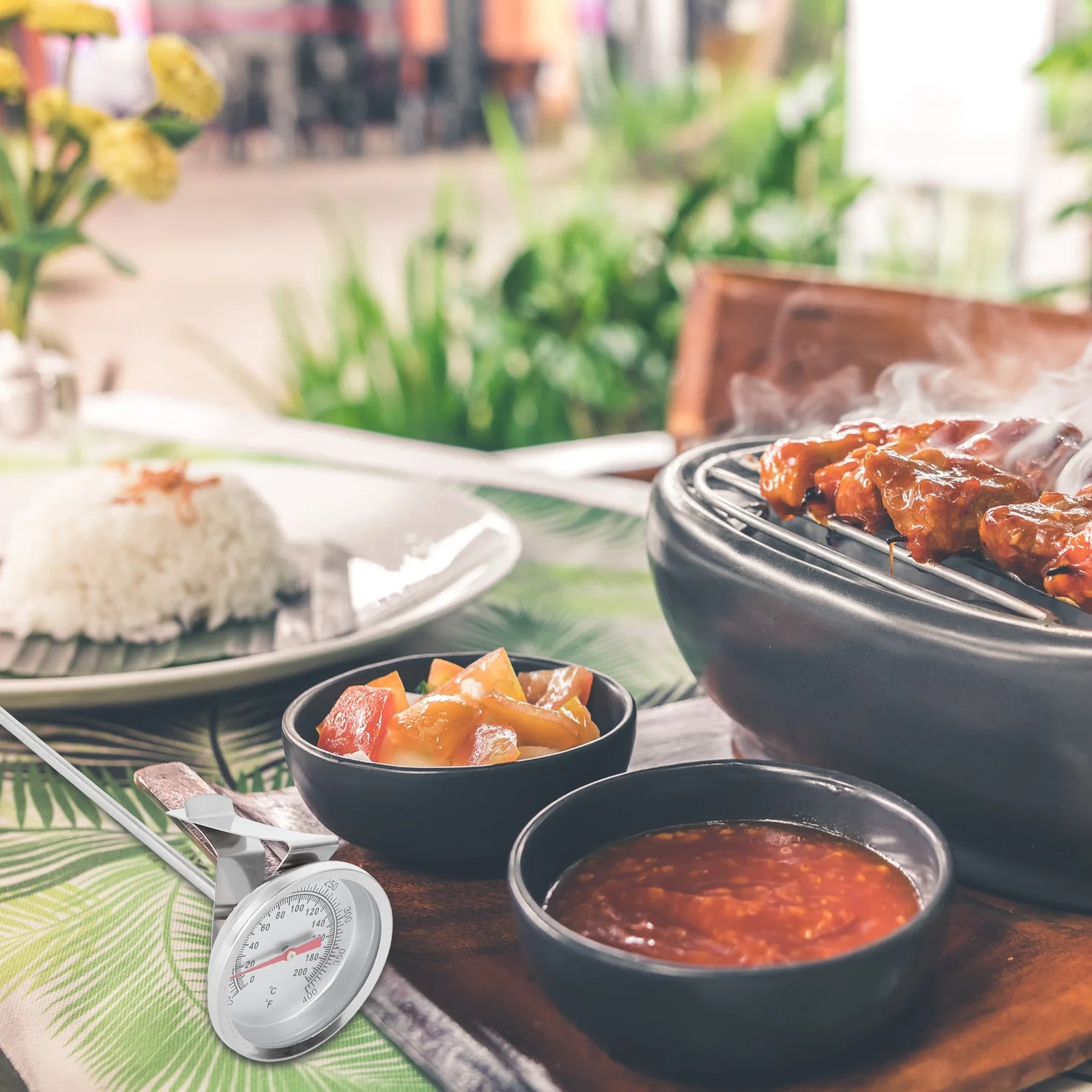 

1Pcs Stainless Steel Bbq Thermometer Bimetal Waterproof Grilling Accessory Silver Bimetal Thermometer Bbq Accessory