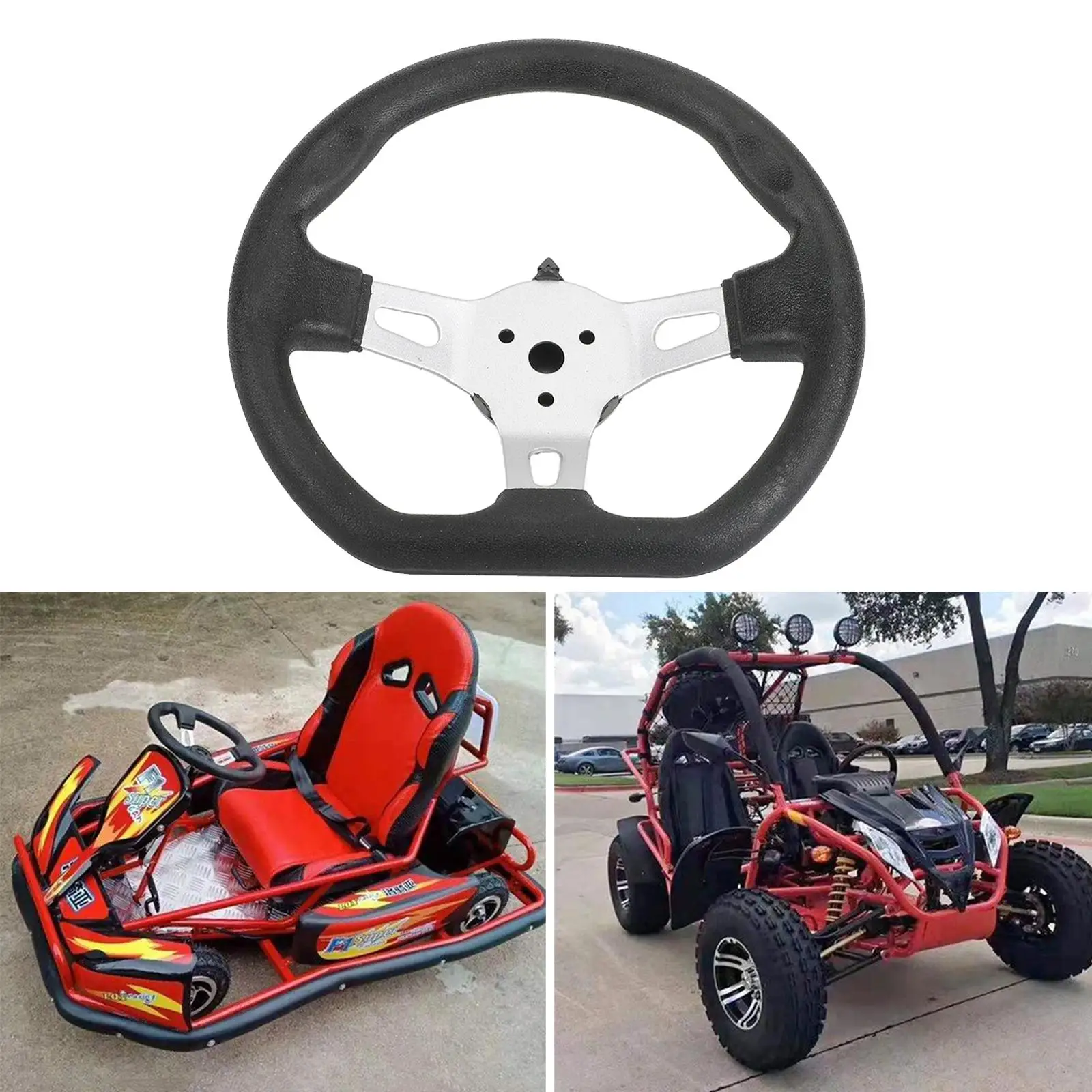 270mm Go Kart roda kemudi Kart suku cadang pengganti untuk Go-Kart Aksesori