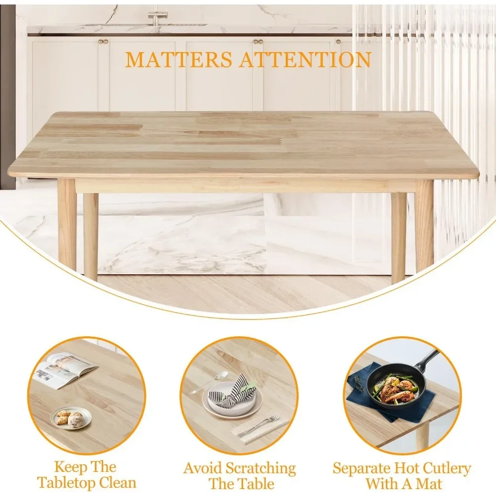 طاولة طعام من الخشب الصلب مستطيلة صغيرة حديثة من منتصف القرن لمساحات المطبخ المدمجة