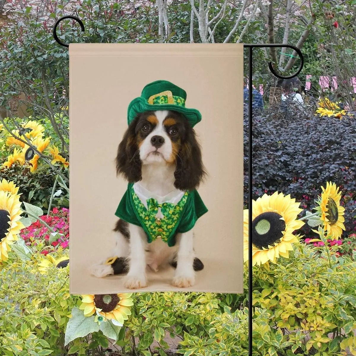 ALAZA Cavalier King Charles Spaniel Dog St Patrick Day Decorative Garden Flag 12 x 18 inch Double Sided Yard Flag