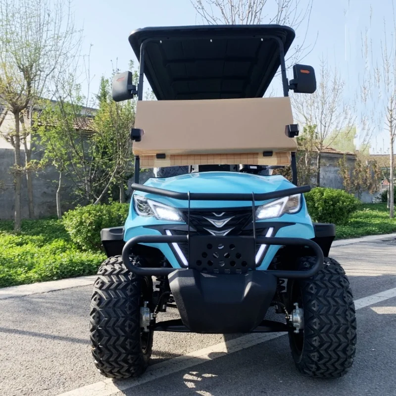 

New Anti-Corrosion And Rust-Proof Golf Cart Body;72V Lithium Electric Golf Cart Black Upholstered Seat Off-Road Tires Bumper