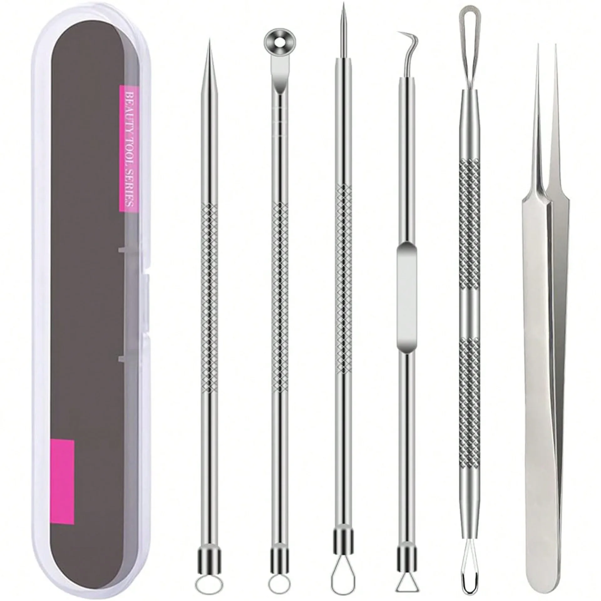 6pcsSix-piece Cell Clamp Set Home Pore Cleaner Acne Extraction and Pimple Picking Beauty Tool