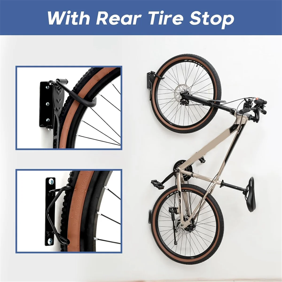 Paquete de 1 soporte giratorio para bicicletas, soporte de pared para garaje, perchas para bicicletas para garaje, almacenamiento de bicicletas, estante Vertical para bicicletas