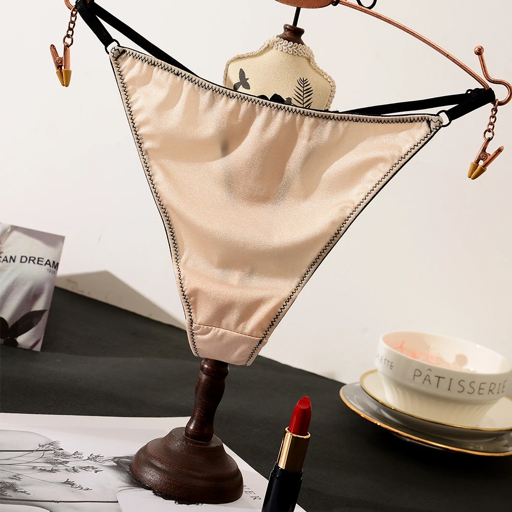 الملابس الداخلية الفاخرة القطن مثير سلس القوس ملخصات g-سلسلة الساتان سراويل الجنس ثونغ #5