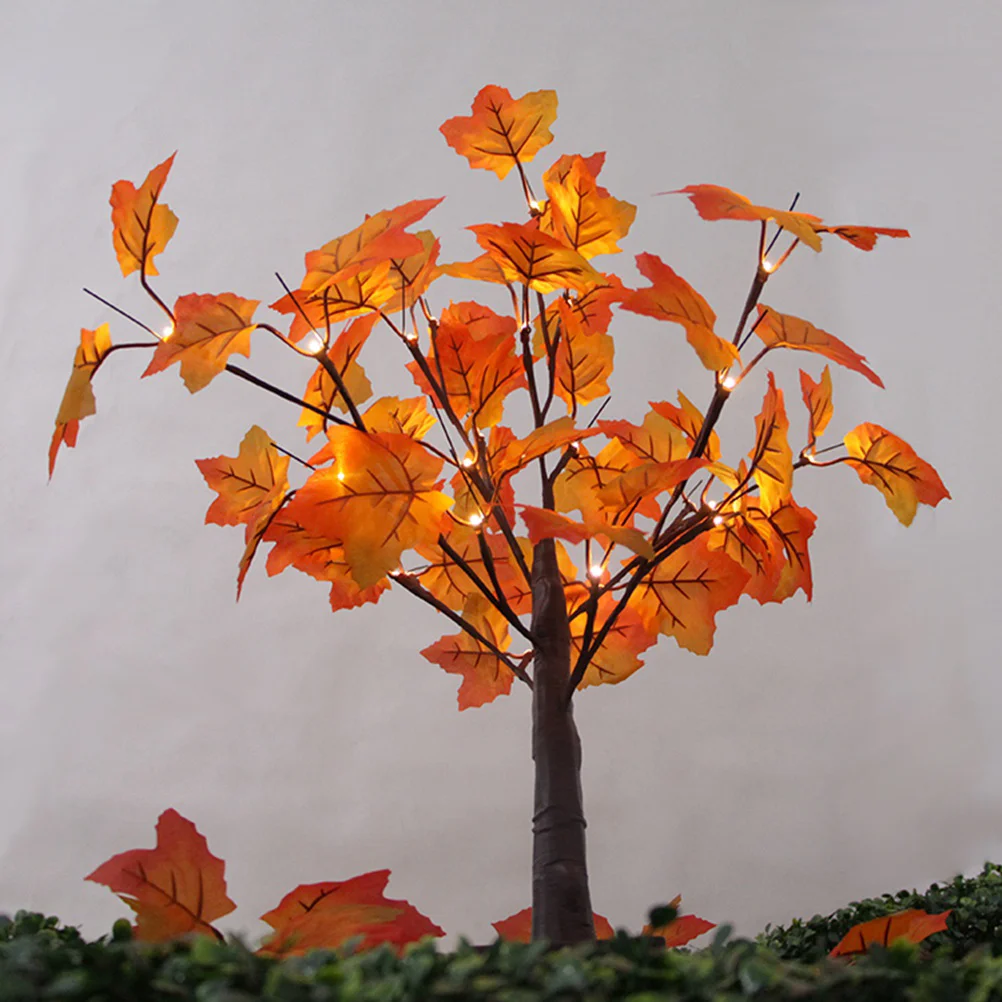 24 Heads Artificial Fall Tree Light Tabletop Maple Decor Lights Lighted Outdoor Hanging Christmas