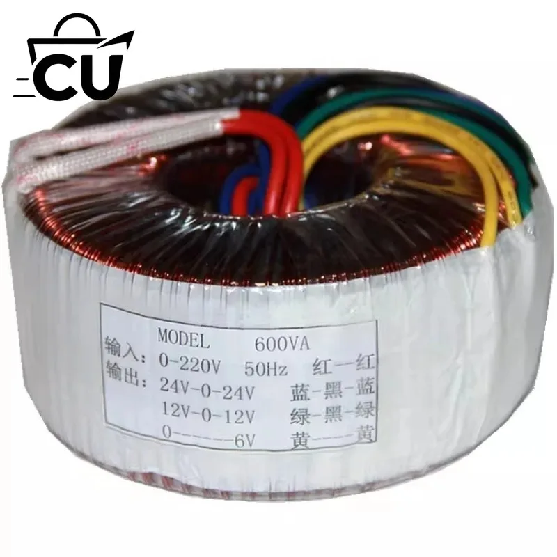 600W High-Power All-Copper Toroidal Transformer Dual 12V Single 6V