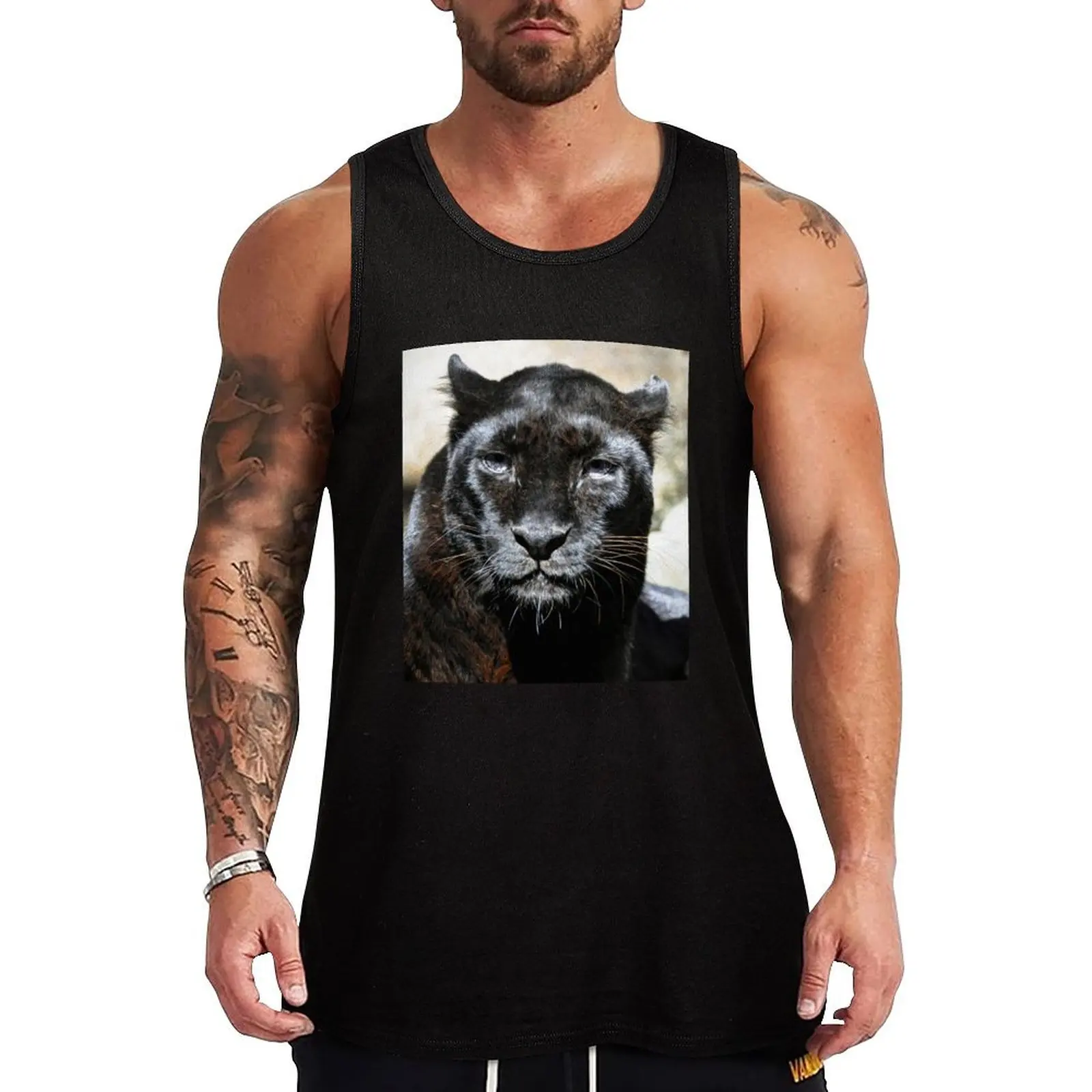 Black Leopard Tank Top Sportswear for men Men's t shirt sleeveless gym shirts male