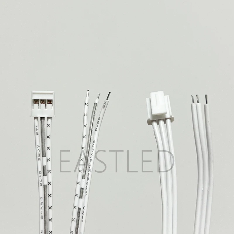 3Pin Single Male Connection Cord PHB/HY Terminal Lockable LED Light Under Cabinet Cable White Wire Single Head 1.8meters/70inch