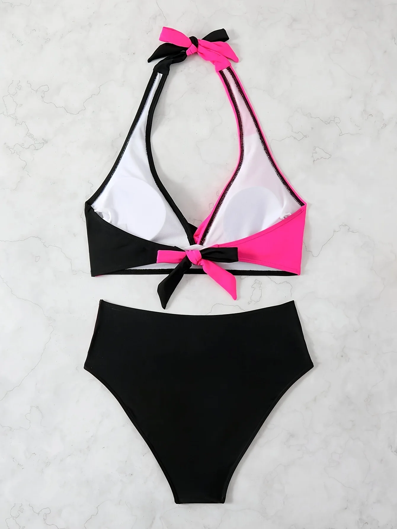 الأزهار طباعة مجموعة البكيني النساء 2025 مثير كتلة اللون قطعتين عالية الخصر ملابس السباحة الصيف كتلة اللون مثير بيكيني سراويل الشاطئ #4