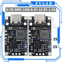 Type-C USB 2/3S BMS 15W 8.4V 12.6V 1.5A Lithium Battery Charging Boost Module With Balanced Support Fast Charge With Indicator