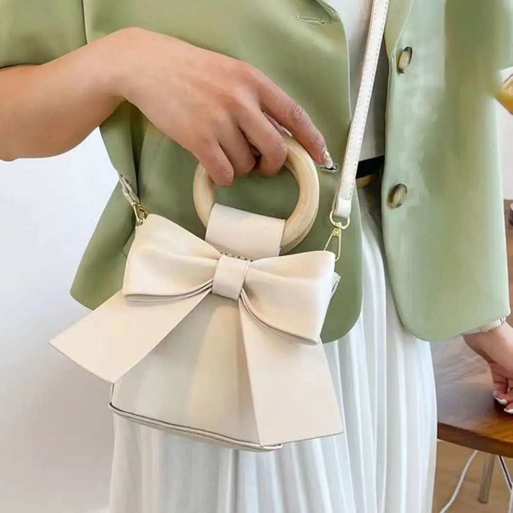 

Набор для изготовления сумки-тоут из искусственной кожи в корейском стиле с милым бантом, вязаный крючком, высококачественный комплект для рукоделия