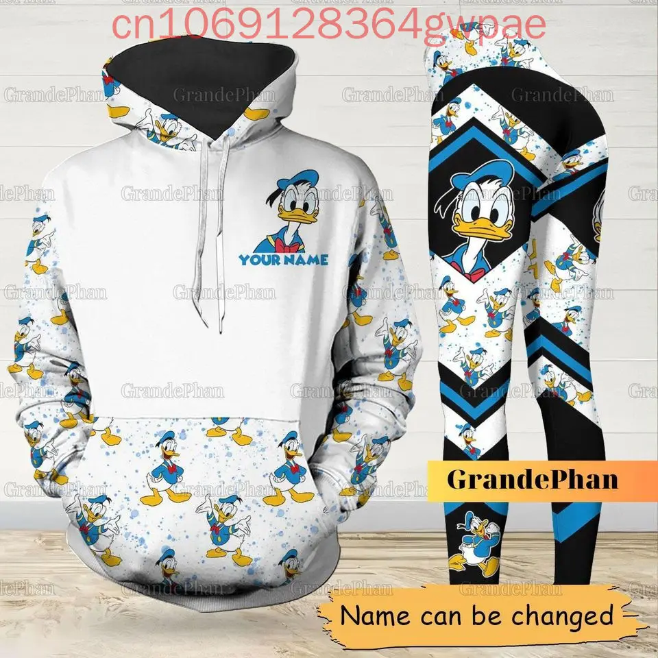 Disney Donald Duck Christmas Hoodie and Leggings Set Women\'s Disney Hoodie Yoga Pants Sweatpants Set Fashion Legging Track Suit