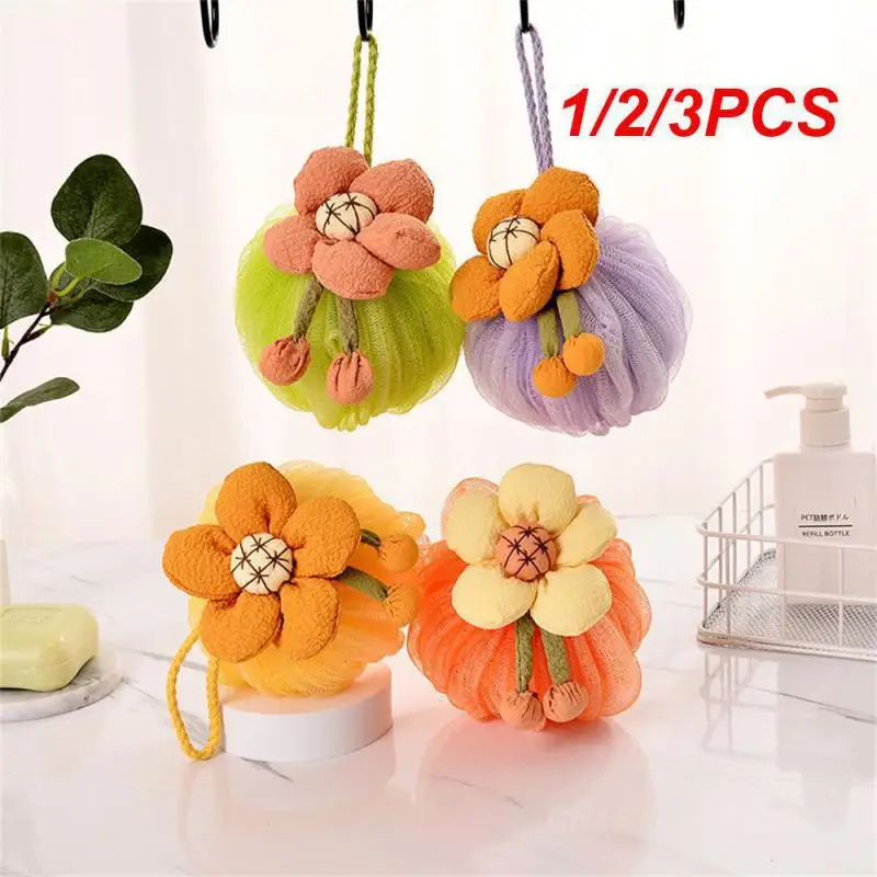 1/2/3PCS Explosion Dried Flower Bath Ball Nylon Scrubber Cleaning Bath Sponge Wisp For Body Ice Bath Bath Salt Ball