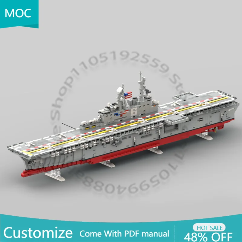 

2635 деталей, серия War, Америка LHA-6, MOC, модульный конструктор, развивающая игрушка для детей, DIY, подарок для мальчиков на праздник