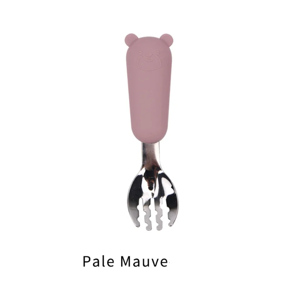 Roestvrijstalen bestek Vork Lepel Set Cartoon Siliconen Antislip Babyvoeding Voeden Servies Multifunctioneel Duurzaam Sztućce Set