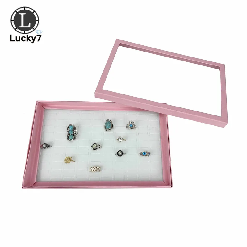 100-position Ring Tray Velvet Sponge Ring Display Box Cardboard Jewelry Storage Box Dust-proof Cover Tray