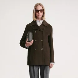 TT Coat 2023 Autumn/Winter New Classic Basic Woolen Woolen Double Breasted Coat Women's Top