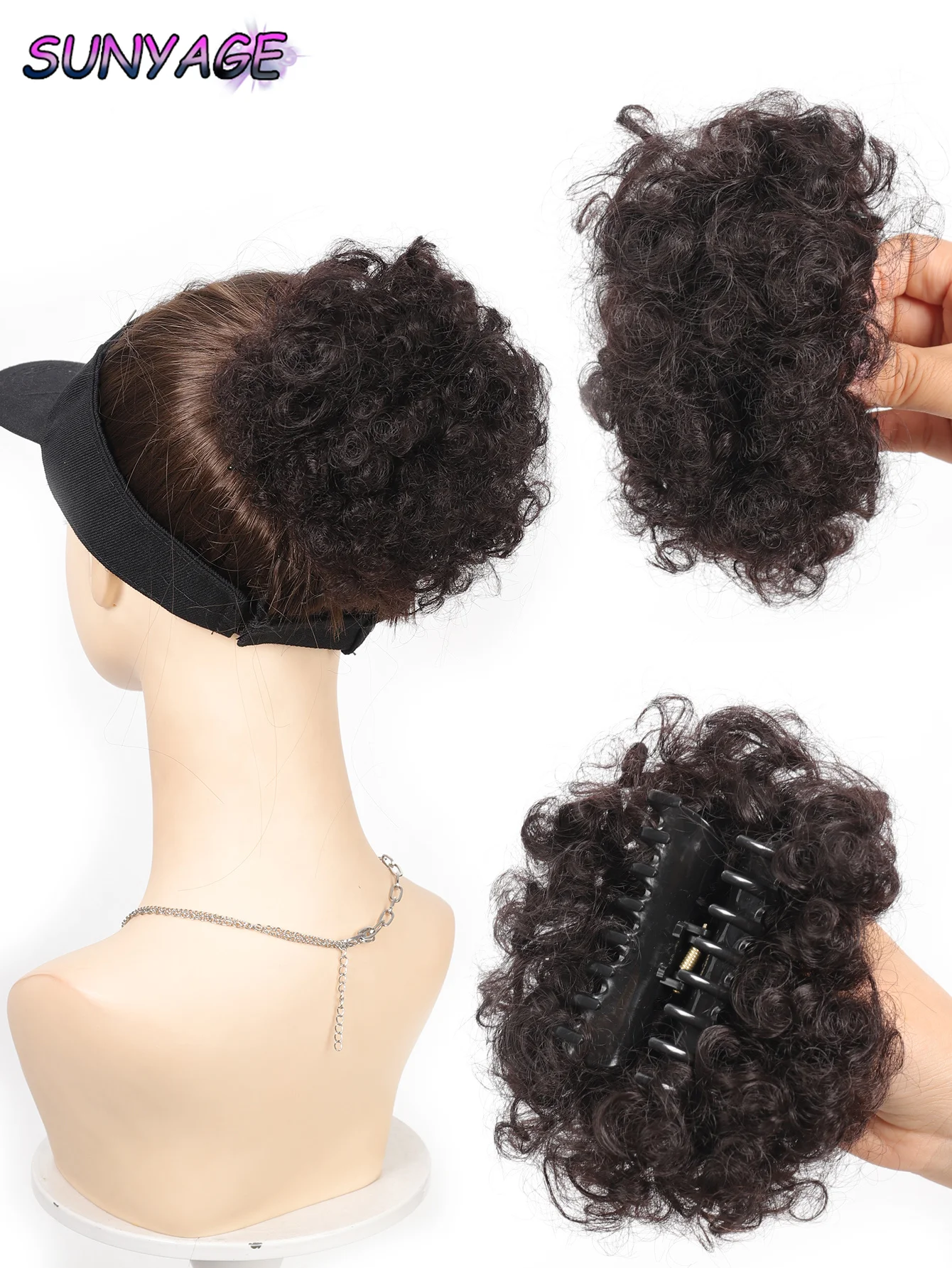 الاصطناعية كبيرة الأفرو نفخة كبيرة انتزاع كليب ذيل حصان غريب مجعد كعكة براعم الشعر قطعة كليب في ملحقات أوبدو للنساء السود