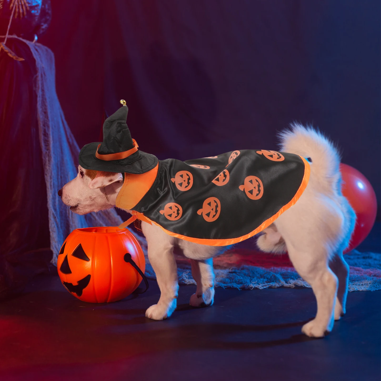 

1Set Cloak Pet Costume Halloween Hat Cloak Set Pet Dog Cat Hat Halloween Party Supplies Dog Costume Set Cat Clothing Decor